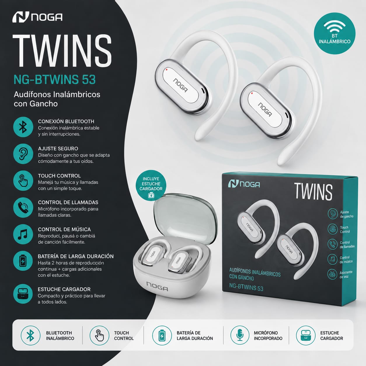 AURICULAR BT NOGA NG-BTWINS 53