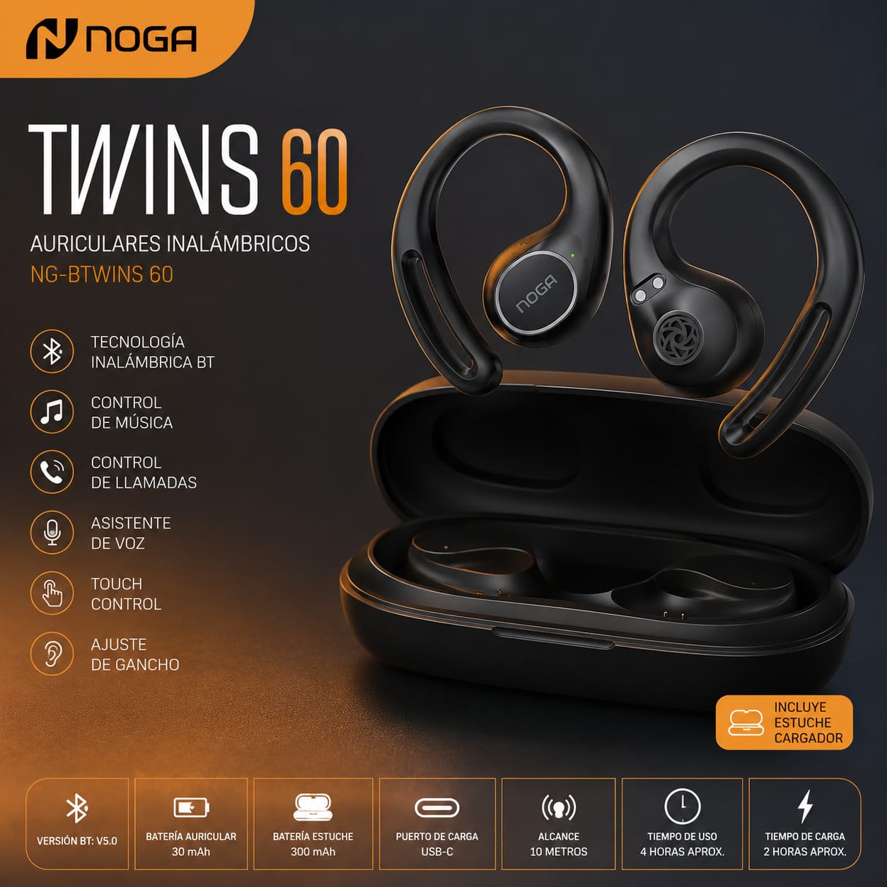 AURICULAR BT NOGA NG-BTWINS 60