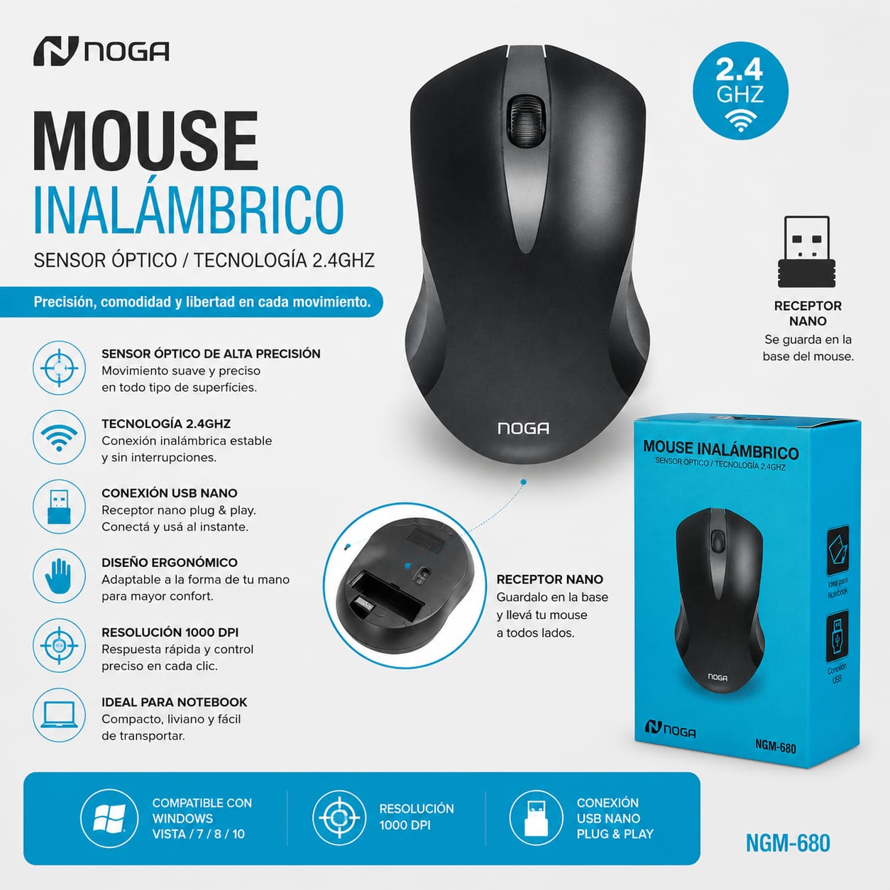 MOUSE INALAMBRICO NOGA NGM-680