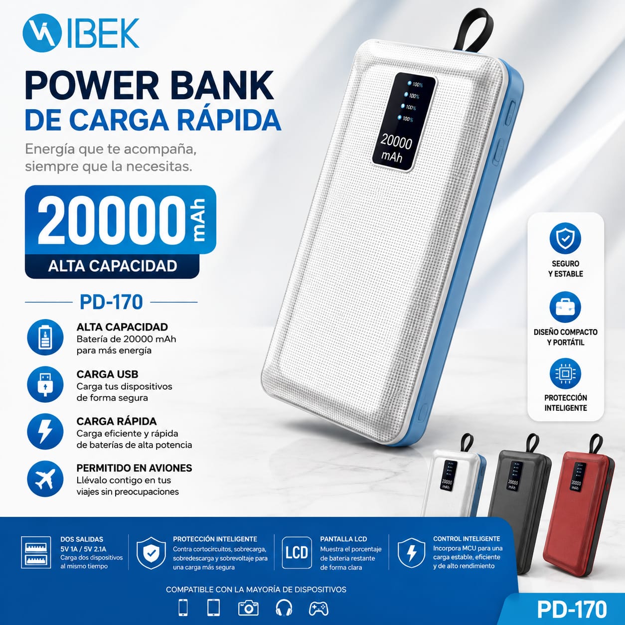 POWER BANK IBEK 20000mAh PD-170