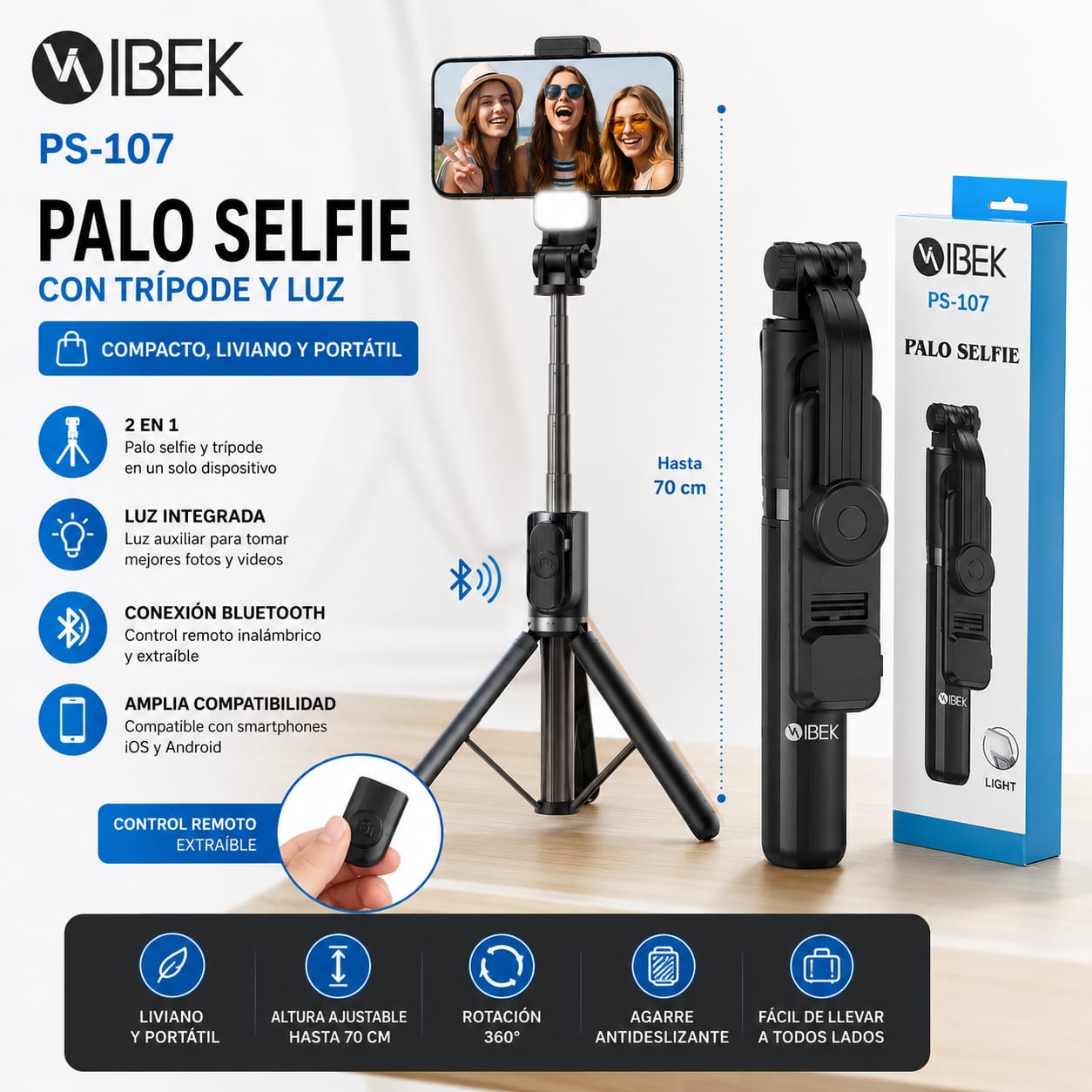 PALO SELFIE – TRIPODE IBEK PS-107