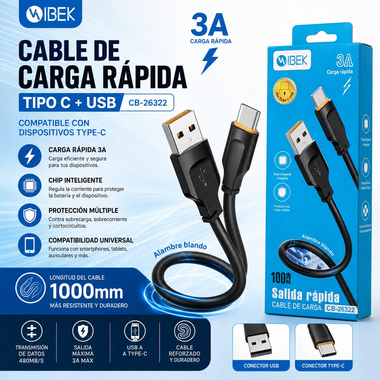 CABLE IBEK USB C CB-26332