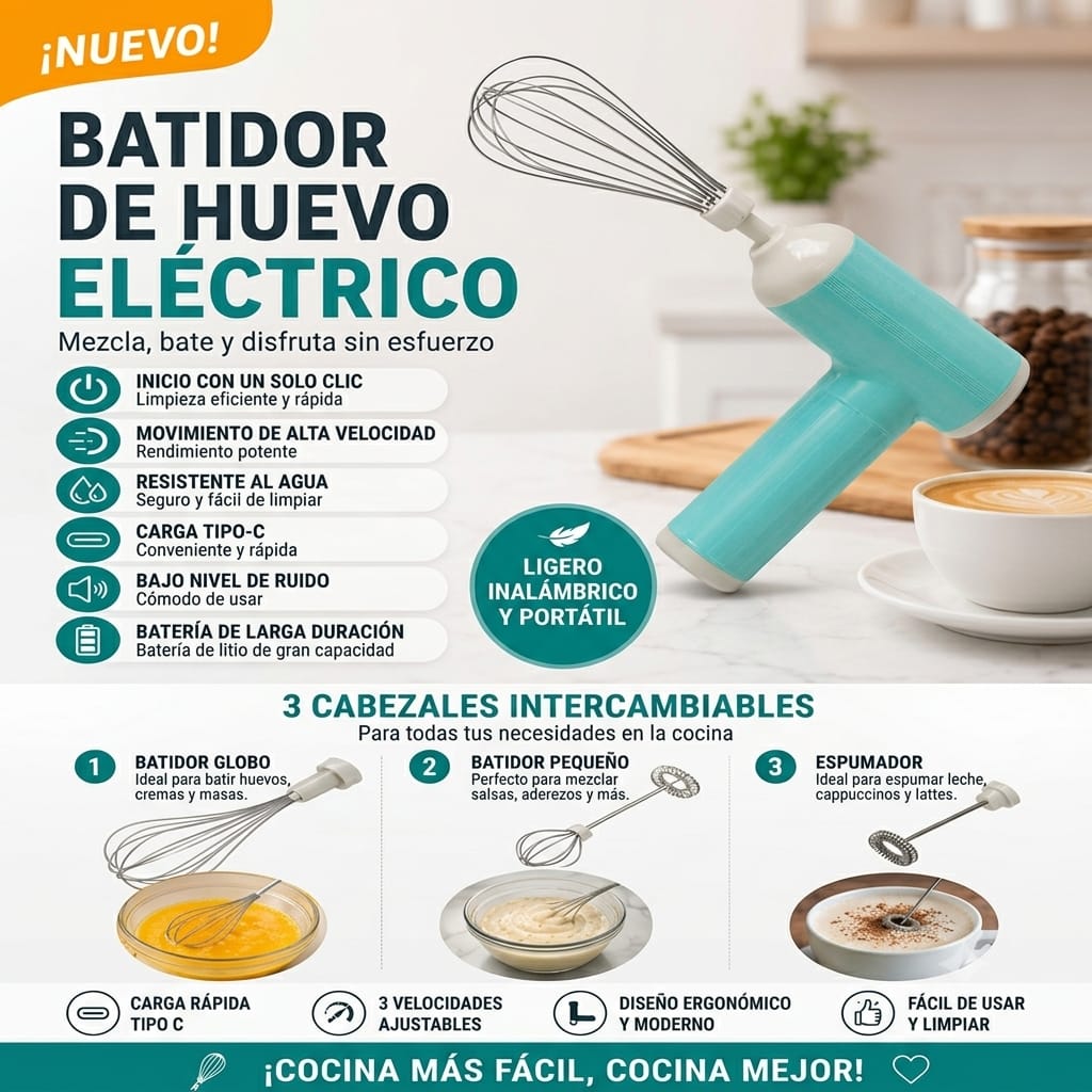 BATIDORA 3 EN 1 RECARGABLE