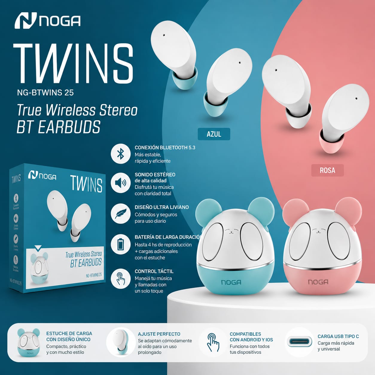 AURICULAR NOGA BT NG-BTWINS 25JMKKK