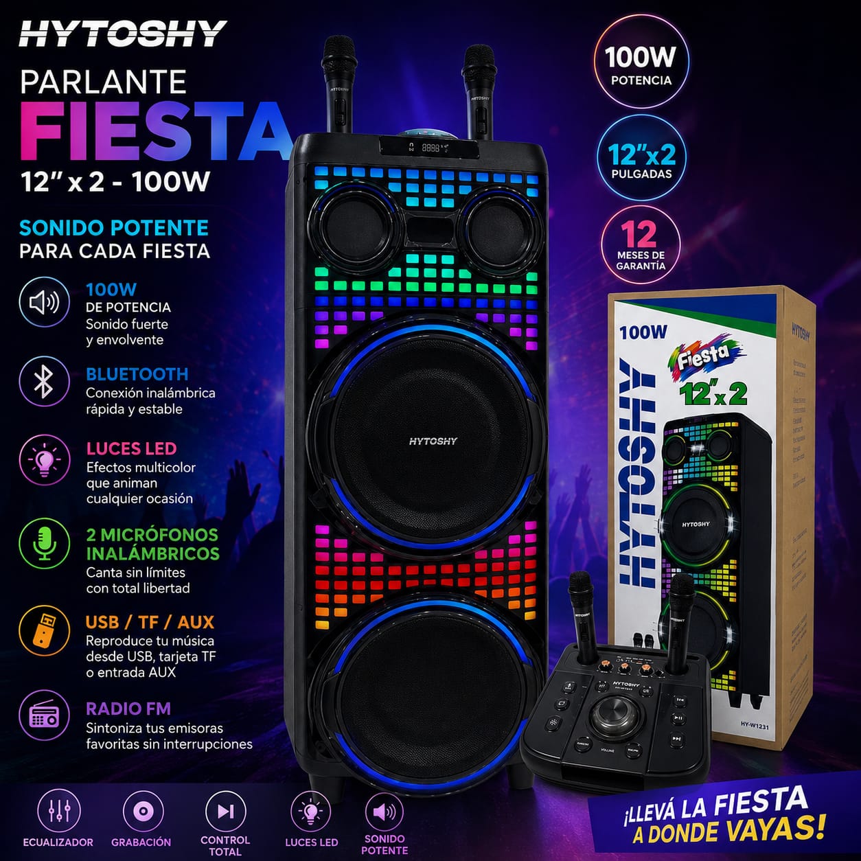 PARLANTE FIESTA HYTOSHY 12 x2 HW-W1231