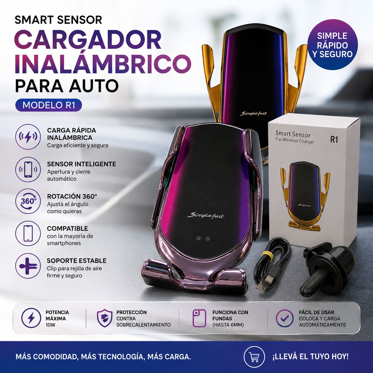 SOPORTE CARGADOR PARA AUTO R1