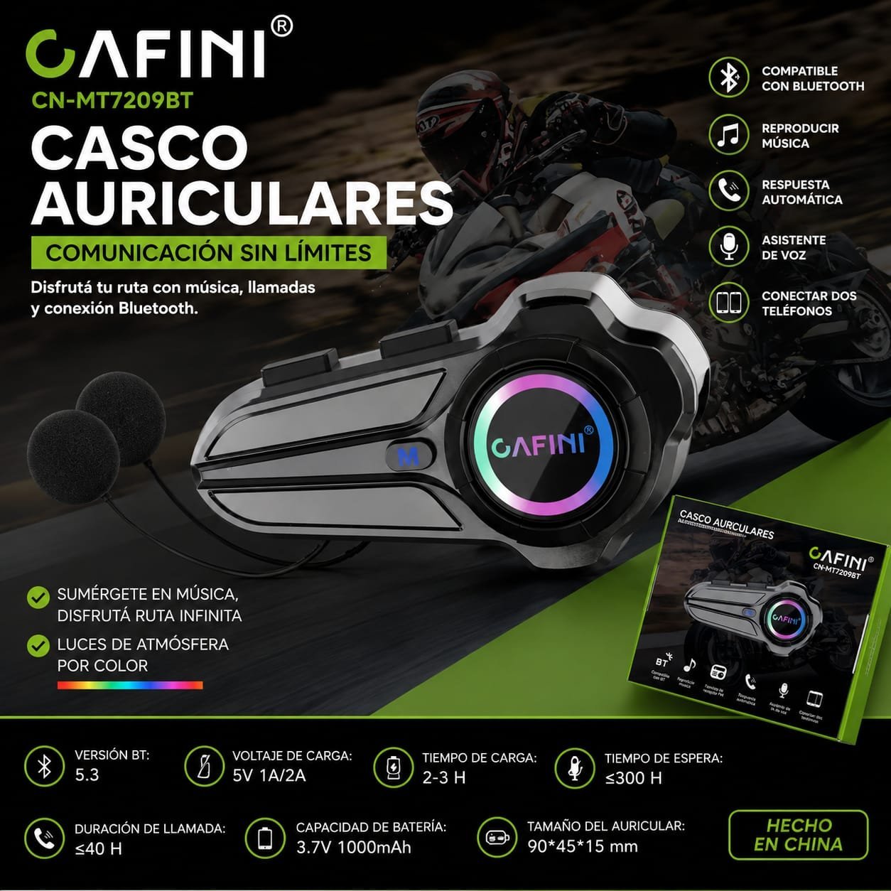 INTERCOMUNICADOR DE CASCO CN-MT7209BT