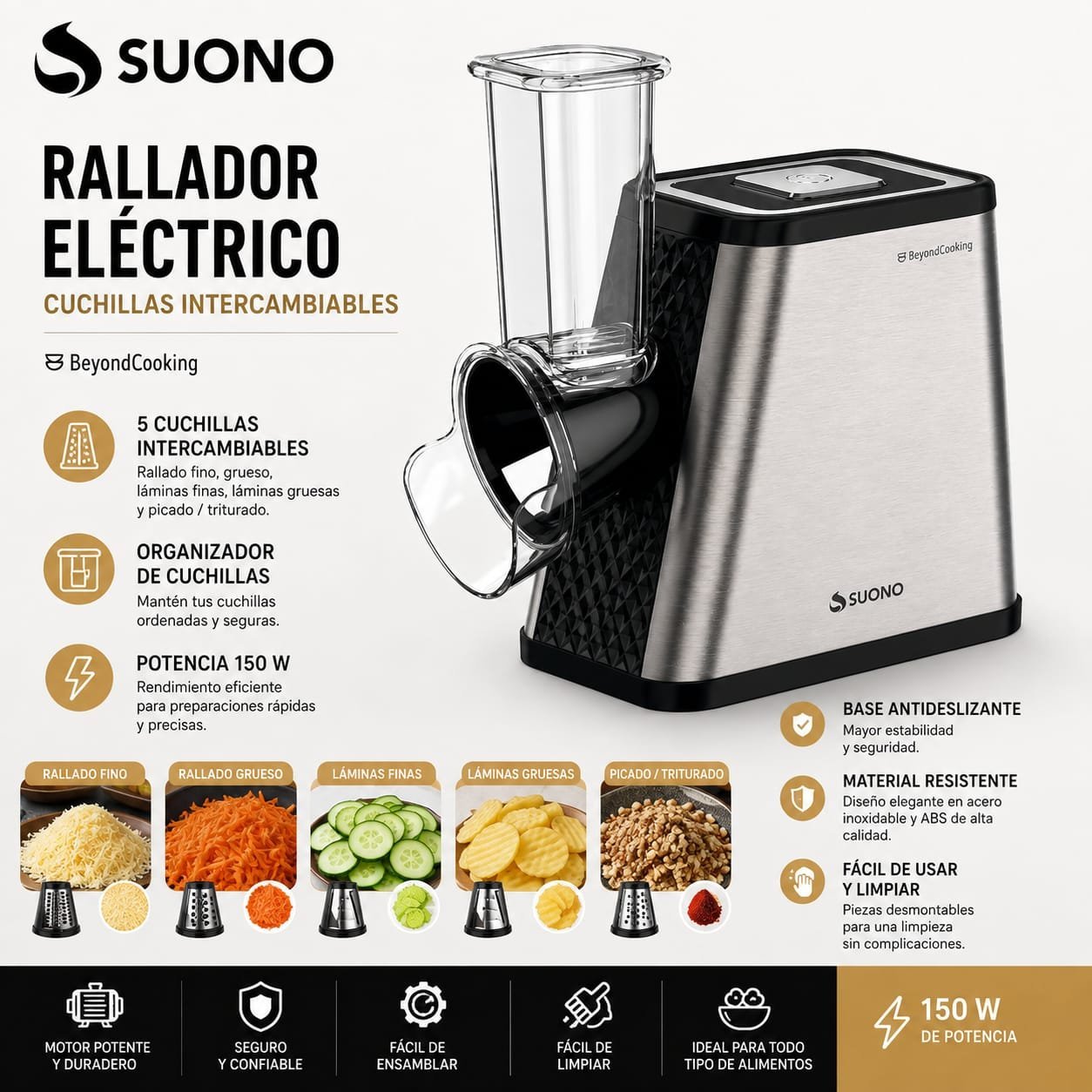 RALLADOR ELECTRICO SUONO ACERO 610ACE