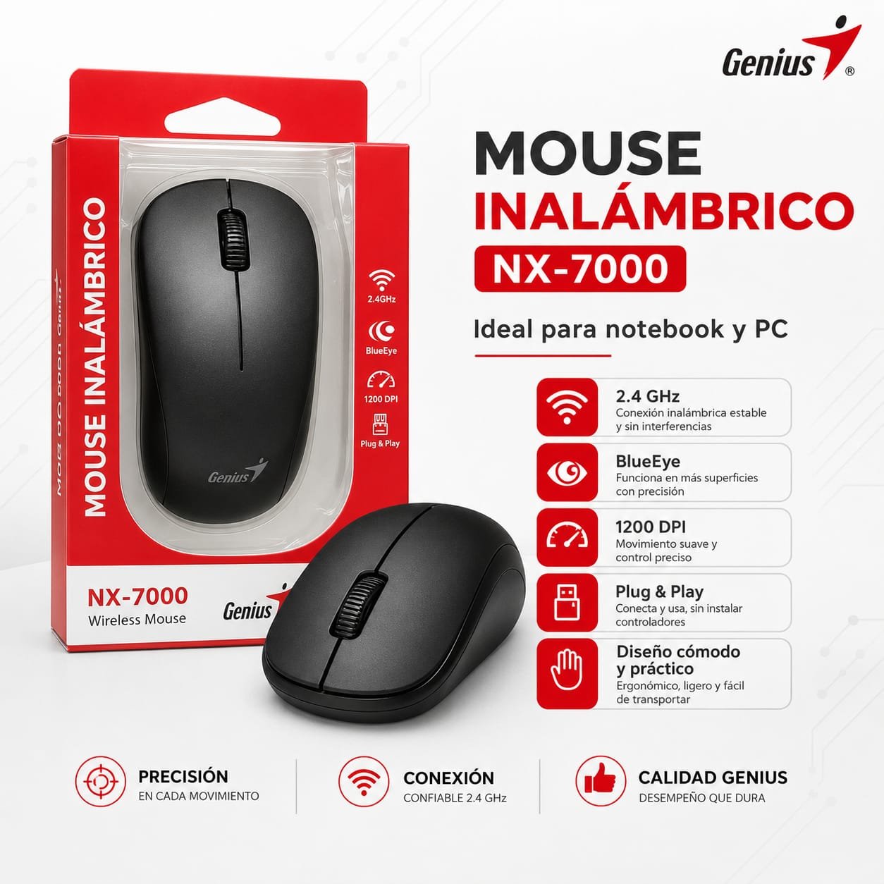 MOUSE GENIUS INALAMBRICO NX-7000