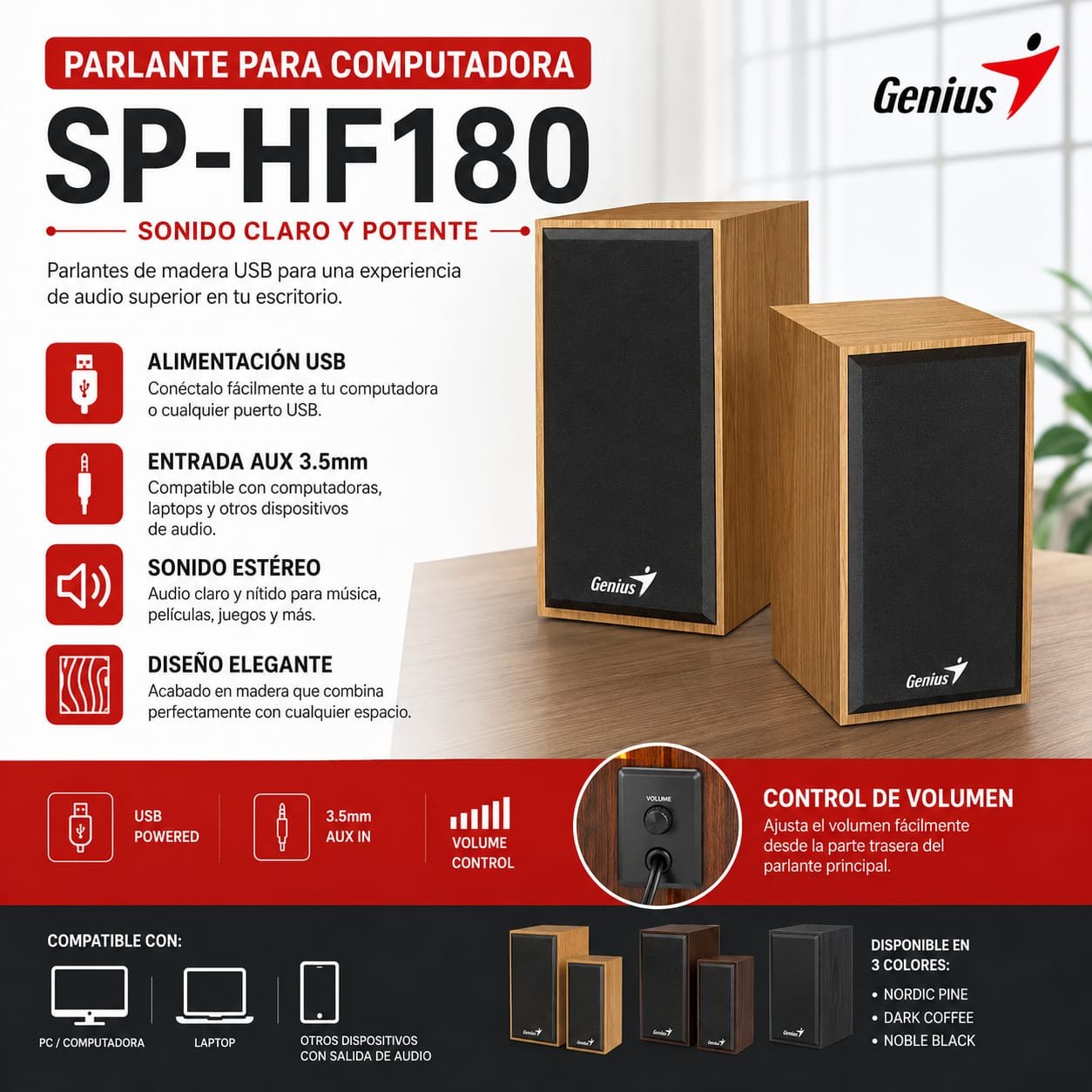 PARLANTE PARA PC GENIUS SP-HF180