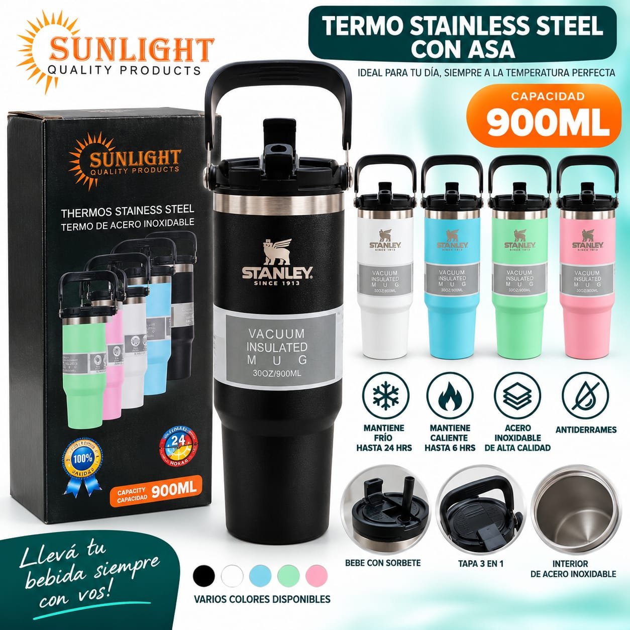 QUENCHER STANLEY CON MANIJA 900ML