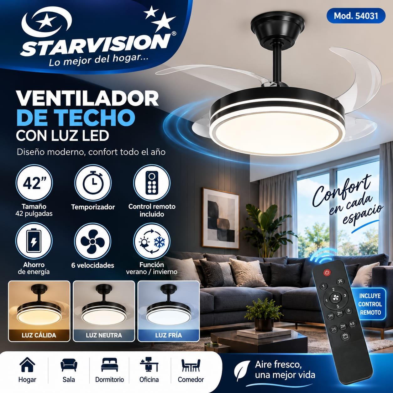 VENTILADOR RETRACTIC STAR VISION