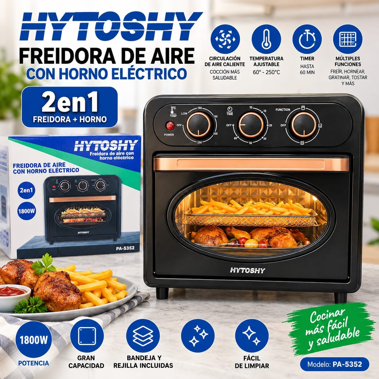 FREIDORA DE AIRE CON HORNO ELECTRICO HYTOSHY