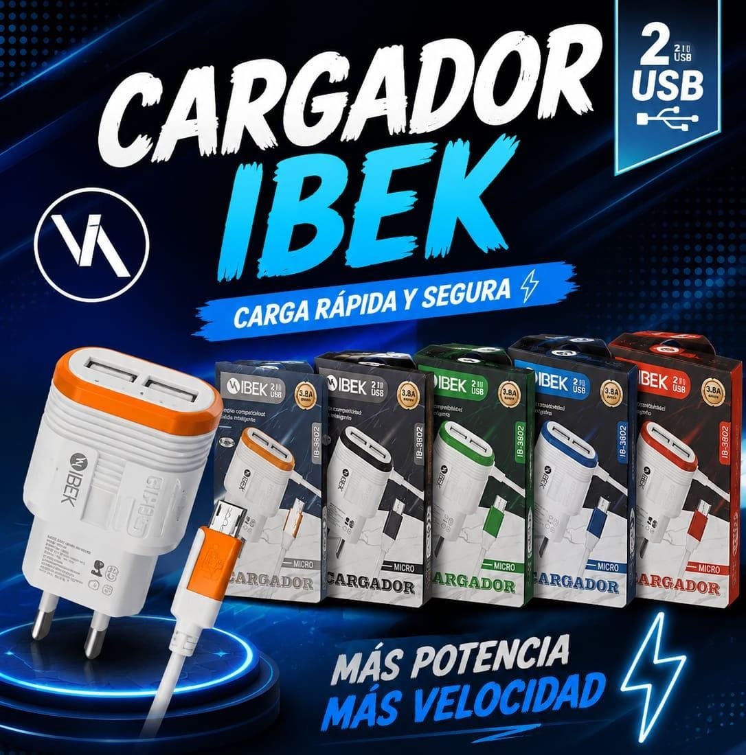 CARGADOR IBEK MICRO V8 2USB – IB3802