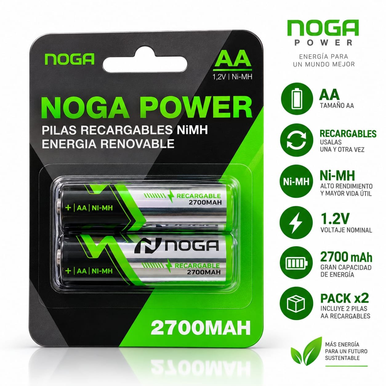PILA NOGA RECARGABLE AA