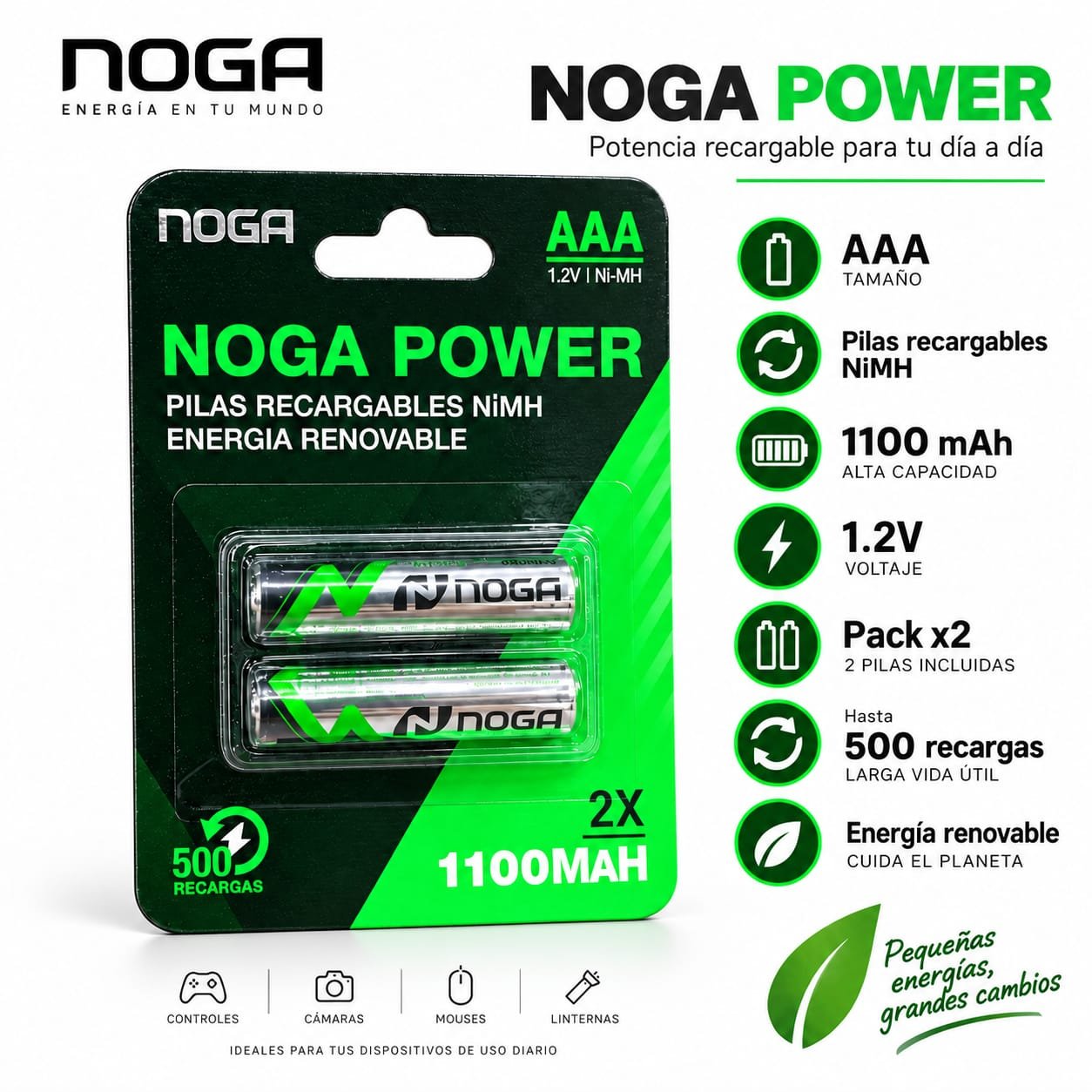 PILA NOGA RECARGABLE AAA