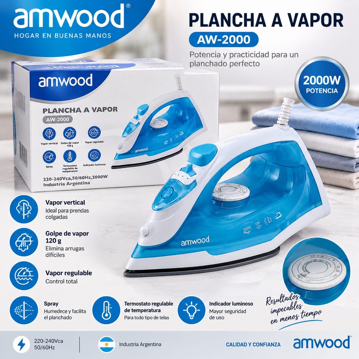 PLANCHA A VAPOR AMWOOD AW-2000