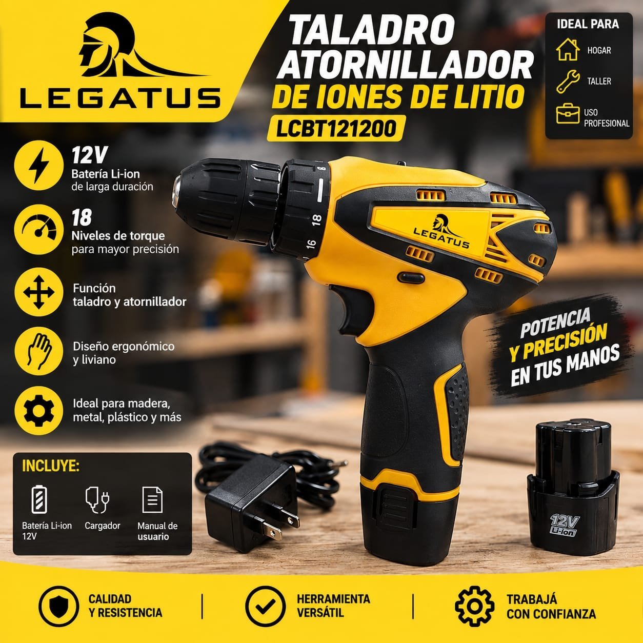 TALADRO LEGATUS DOBLE BATERÍA LTAB120A