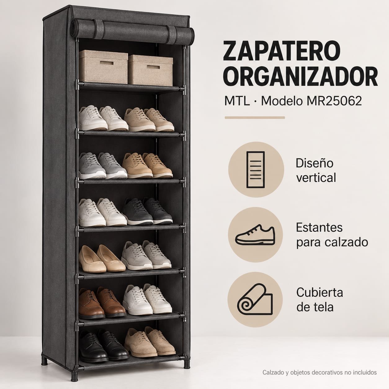 ZAPATERO 9 NIVELES DE TELA MTL