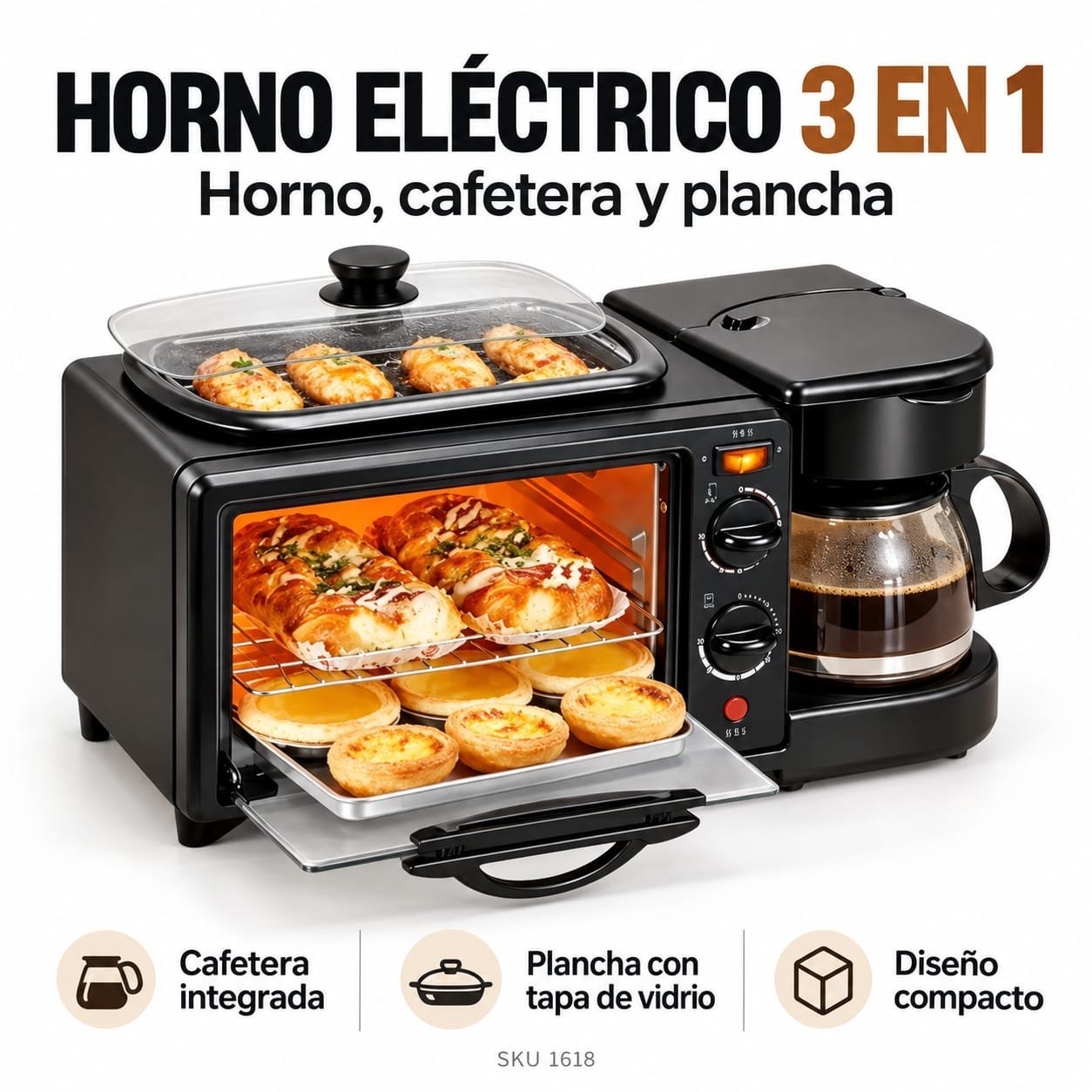 HORNO ELECTRICO CON CAFETERA MTL