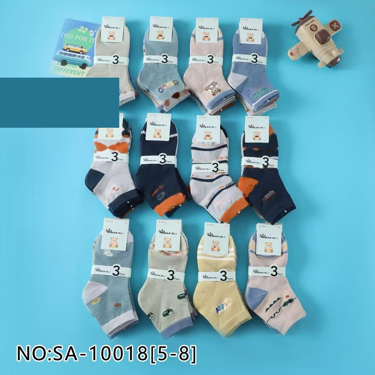 MEDIAS TOBILLERAS NENE DEPORTIVAS TALLE 5-8 x3 PARES - SA-10018