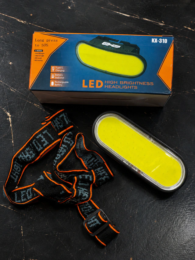 Linterna Frontal LED KX-310 Recargable USB-C con Luz COB y Modo SOS