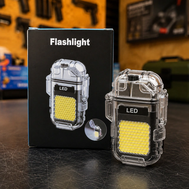 Linterna LED Multifunción Recargable USB-C con Encendedor Eléctrico y Carcasa Protectora