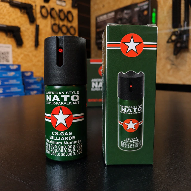Gas Pimienta NATO CS-Gas 40 ml con Seguro Protector
