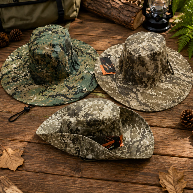 Sombrero Australiano Camuflado de Ala Ancha con Cordón Ajustable