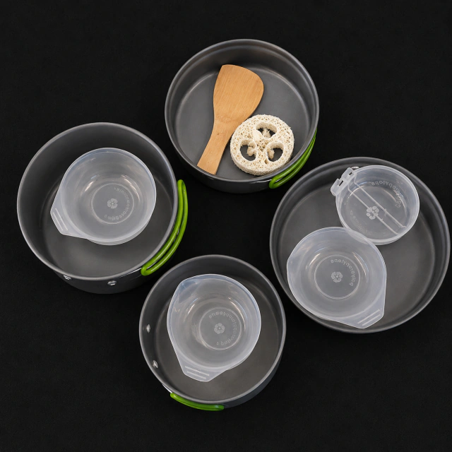 Set de Cocina Camping Completo con Ollas, Sartén, Bowls y Accesorios DS 301