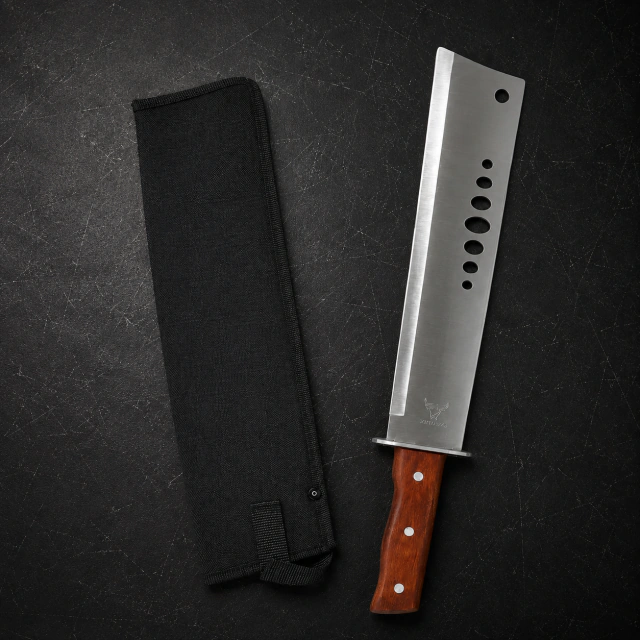 Machete de Acero con Mango de Madera y Funda