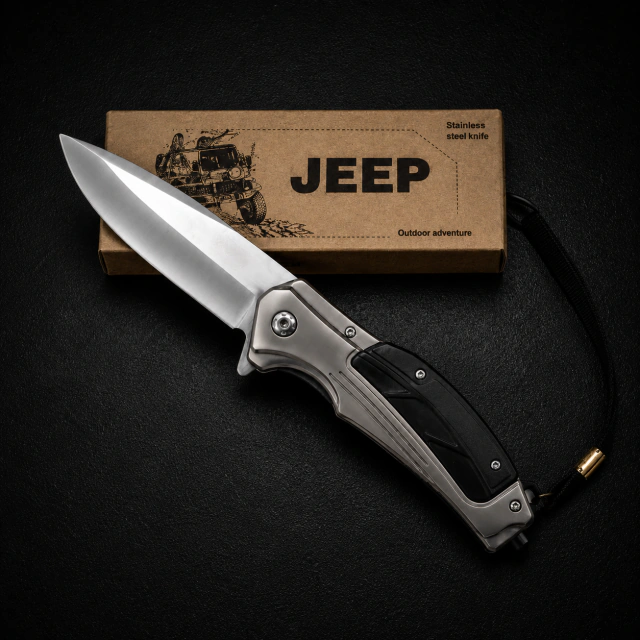 Navaja Jeep Semiautomática con Rompevidrio para Camping