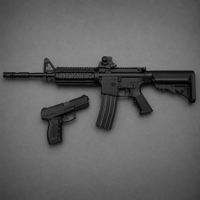 Set Rifle ASALTO + Pistola Airsoft 6 mm con Mira Analógica