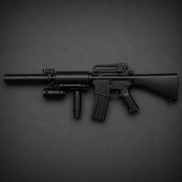Rifle Airsoft CYMA P.1158A con Linterna, Grip y Accesorios