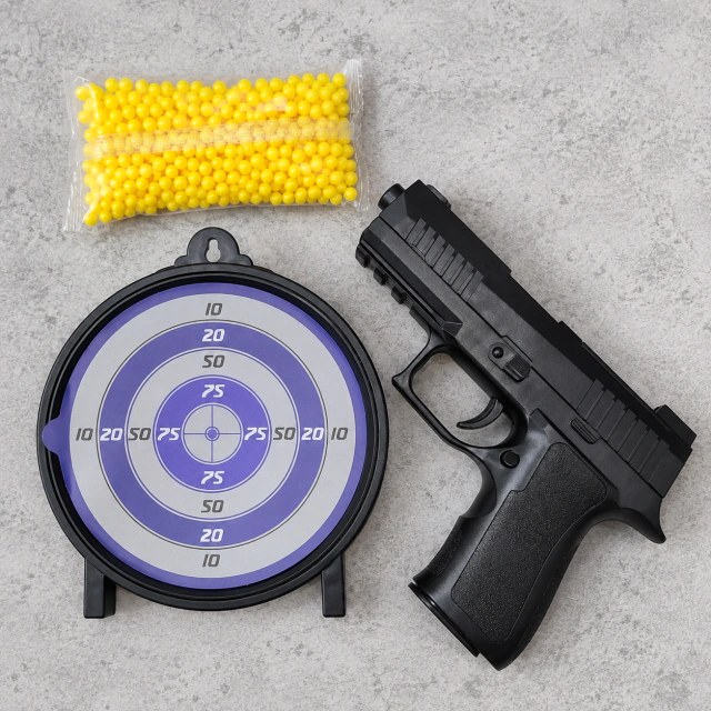 Pistola Airsoft 6 mm Estilo P320 con Blanco Adhesivo y BBs