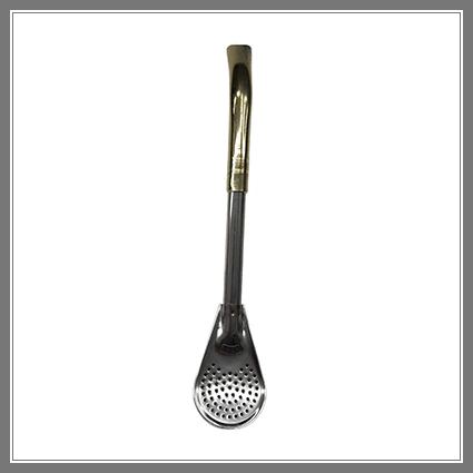 528-42 BOMBILLA DE ACERO INOX CON PICO DE BRONCE PULIDO ESPEJO 17 CM