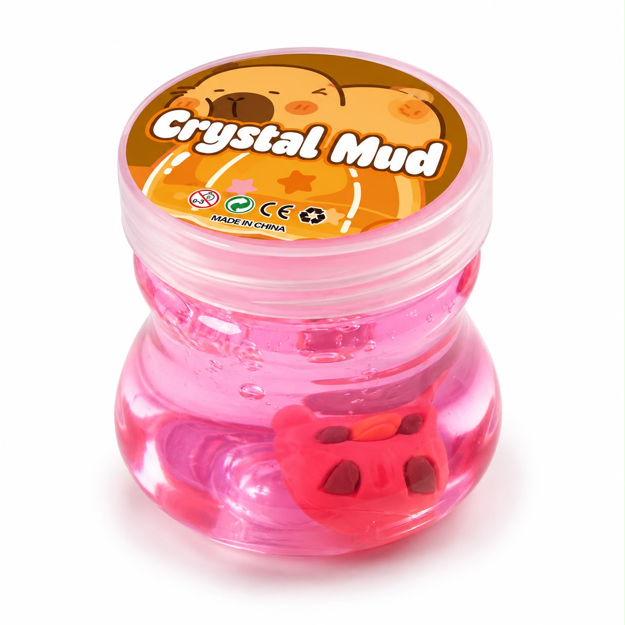 Slime Frasco Chico Adorno Con Muñeco Capibara Crystal Mud 24065