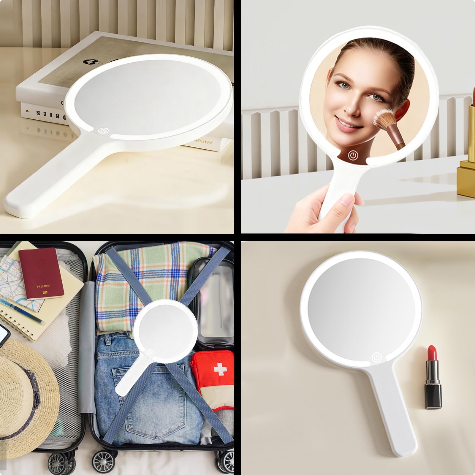 Espejo de Mano Con Luz Led Varios Tonos 2339