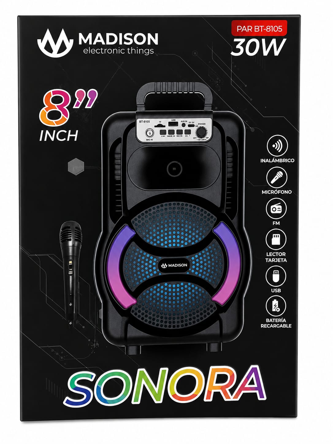 Parlante Inalambrico Con Bluetooth Con Luz LED y Microfono BT-8105