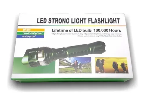Linterna Potente Strong 2000 Lumenes Caja Verde Blanco