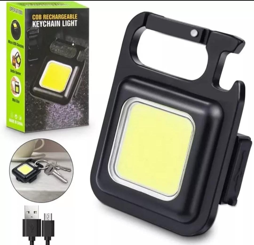 Llavero linterna recargable con luz COB de Metal negro NC6331