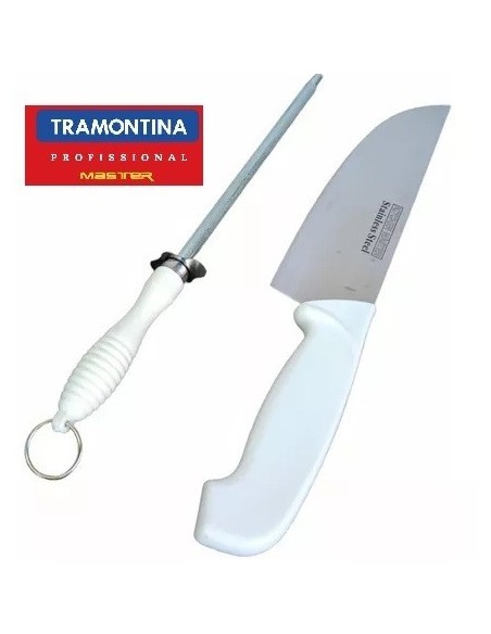 Cuchillo Mango Blanco 8″ 33 Cm + Chaira Master Tramontina JP-9020W
