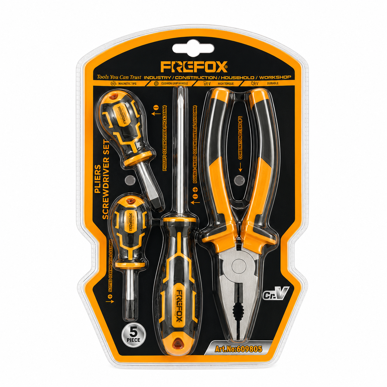 Set de Alicates y Destornillador 5 Piezas Frefox 609805