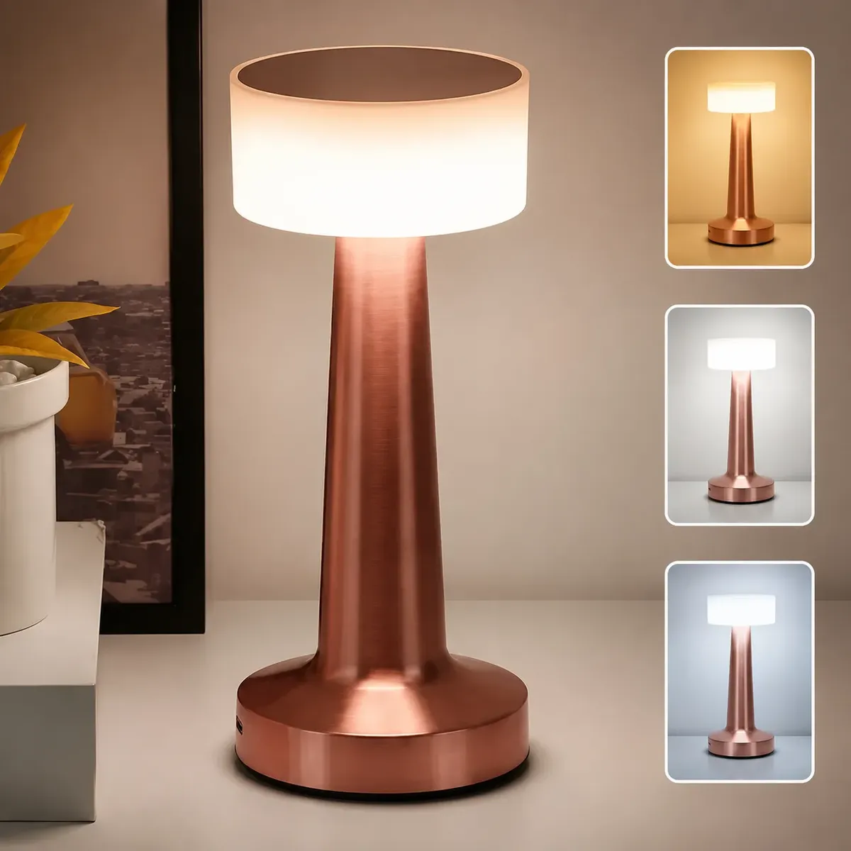 Lampara Luz Led Touch Recargable Usb 3 Tonos Velador TL02 OM/ LAMP-07