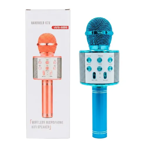 Micrófono Karaoke Bluetooth WS858 WS-858 Portátil Led OM/K-585