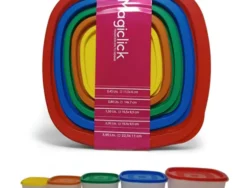 De 5 Tupper Hermeticos Apilables Y De Alta Calidad Color Multicolor Magiclick B6005