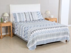 Juego de Sabanas Blanco Paris 400H 2 1/2 Estampada Super Soft S3013
