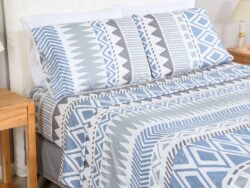 Juego de Sabanas Blanco Paris 400H Queen Estampada Super Soft S3014
