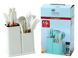 Kit Utensilios Cocina 19 Piezas Silicona Con Soporte S-1161-01