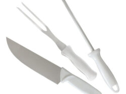 Kit set Cuchillo De Cocina Chaira Afiladora Acero Inox Set 3 Pzs 3 en 1 S-2196